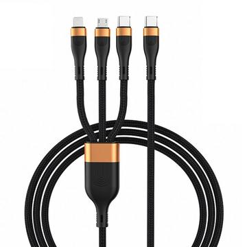 Cavo di ricarica USB-C 3-in-1 - Micro USB, USB-C e Lightning - 1.2m - Oro / Nero