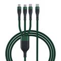 Cavo di ricarica USB-C 3-in-1 - Micro USB, USB-C e Lightning - 1.2m - Verde / Nero