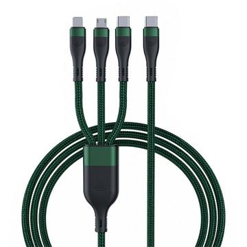 Cavo di ricarica USB-C 3-in-1 - Micro USB, USB-C e Lightning - 1.2m - Verde / Nero