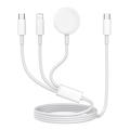 Cavo di ricarica USB-C 3 in 1 a USB-C, Lightning, caricatore wireless Apple Watch - 1m - Bianco