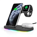 Supporto da Ricarica 3 in 1 HJZJ001 per iPhone, Apple Watch, AirPods - Nero