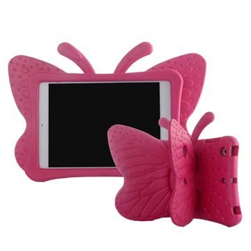 Custodia 3D Shockproof per Bambini per iPad Mini 2, iPad Mini 3 - Farfalla - Rosa Neon