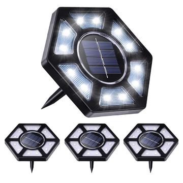 Confezione da 4 luci solari da terra / lampade da giardino impermeabili - 12 LED bianchi