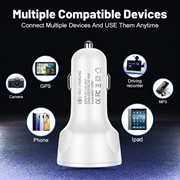 Caricabatterie da auto USB a 4 porte con display digitale della tensione - Bianco