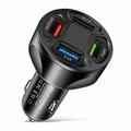 Caricabatterie da auto USB a 4 porte con display digitale della tensione - Nero