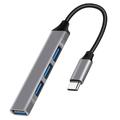 Hub USB-C 4-in-1 con 1x USB 3.0 + 3x USB 2.0 - Grigio