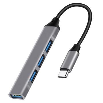 Hub USB-C 4-in-1 con 1x USB 3.0 + 3x USB 2.0 - Grigio