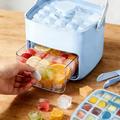 Vassoio per cubetti di ghiaccio a doppio strato da 48 scomparti con cassetto portaoggetti e pinze per il ghiaccio - Blu
