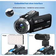 Videocamera digitale 4K Ultra HD con Controllo remoto - 80MP, 18X Digital Zoom - Nero
