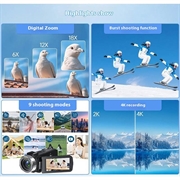 Videocamera digitale 4K Ultra HD con Controllo remoto - 80MP, 18X Digital Zoom - Nero