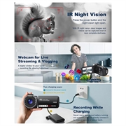 Videocamera digitale 4K Ultra HD con Controllo remoto - 80MP, 18X Digital Zoom - Nero