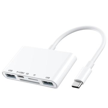 Hub USB-C 5-in-1 / Lettore di schede per iPhone, MacBook, dispositivi USB-C - Bianco