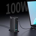 Stazione di ricarica da tavolo GaN 5.0 da 520W con display di alimentazione digitale - 8 porte - Nero