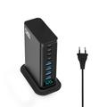 Stazione di ricarica da tavolo GaN 5.0 da 520W con display di alimentazione digitale - 8 porte - Nero