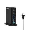 Stazione di ricarica da tavolo GaN 5.0 da 520W con display di alimentazione digitale - 8 porte - Nero