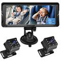 Baby Monitor per auto da 6.8" con doppia telecamera HD da 1080P con rotazione a 360