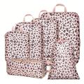 Set di 6 pezzi con stampa leopardata per l'organizzazione del viaggio - Rosa