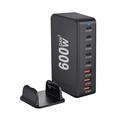 Stazione di ricarica da tavolo GaN da 600W - 8 porte, PD3.1 - nero