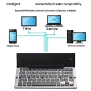 Tastiera wireless pieghevole in tre parti 608 con commutazione a doppio canale e supporto - Grigio