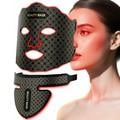 Maschera per terapia con luce LED a 7 colori per la bellezza del viso e del collo - Nero