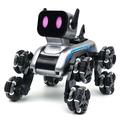 Giocattolo robotico a forma di cane a 8 ruote con display a LED, telecomando e comando gestuale - Argento