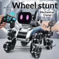 Giocattolo robotico a forma di cane a 8 ruote con display a LED, telecomando e comando gestuale - Argento
