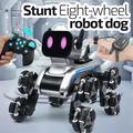 Giocattolo robotico a forma di cane a 8 ruote con display a LED, telecomando e comando gestuale - Argento