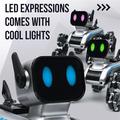 Giocattolo robotico a forma di cane a 8 ruote con display a LED, telecomando e comando gestuale - Argento