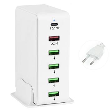 Stazione di ricarica multiporta 818PD - PD 20W / QC3.0, 65W - Bianco