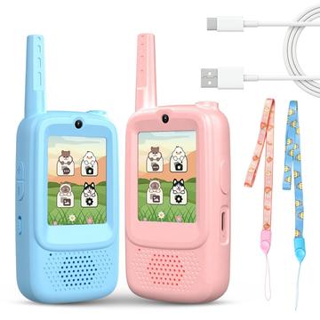 A1 Video Walkie Talkie per bambini con cambio di voce e condivisione di foto - 2 pz. - Rosa / Blu