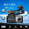 A10 Dual Dash Cam - 4K/2K, GPS, ADAS, Wi-Fi, monitoraggio parcheggio - Nero