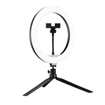 A26 Desktop 10" LED Selfie Ring Light Treppiede Stand Phone Clip Mount Vlogging Video Light Live Broadcast Kit