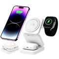Caricabatterie wireless magnetico pieghevole A390 3-in-1 - 15W - Bianco
