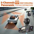 Dash cam A52 a 5 canali, 2K, con connessione Wi-Fi, monitoraggio durante la sosta e visione notturna - Nera