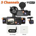 Dash cam A52 a 5 canali, 2K, con connessione Wi-Fi, monitoraggio durante la sosta e visione notturna - Nera