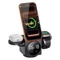 Caricabatterie wireless magnetico 3 in 1 A8 con sveglia e luce notturna - Nero
