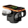 Caricabatterie wireless magnetico 3 in 1 A8 con sveglia e luce notturna - Nero