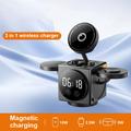 Caricabatterie wireless magnetico 3 in 1 A8 con sveglia e luce notturna - Nero