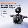 Caricabatterie wireless magnetico 3 in 1 A8 con sveglia e luce notturna - Nero