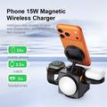 Caricabatterie wireless magnetico 3 in 1 A8 con sveglia e luce notturna - Nero