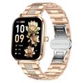 Smartwatch da donna AK108 da 1.82" con cinturino in strass - Oro rosa