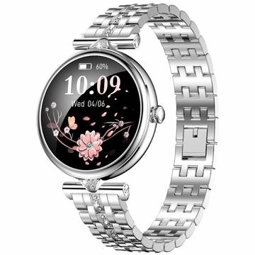 Orologio intelligente da donna AK73 con cinturino in acciaio inossidabile con strass - argento