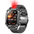Smartwatch sportivo AK86 con monitoraggio della frequenza cardiaca e dell'ossigeno nel sangue - Cinturino in acciaio - Nero