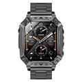 Smartwatch sportivo AK86 con monitoraggio della frequenza cardiaca e dell\'ossigeno nel sangue - Cinturino in acciaio - Nero