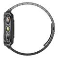 Smartwatch sportivo AK86 con monitoraggio della frequenza cardiaca e dell\'ossigeno nel sangue - Cinturino in acciaio - Nero
