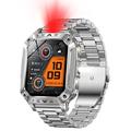 Smartwatch sportivo AK86 con monitoraggio della frequenza cardiaca e dell'ossigeno nel sangue - Cinturino in acciaio - Argento