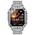 Smartwatch sportivo AK86 con monitoraggio della frequenza cardiaca e dell\'ossigeno nel sangue - Cinturino in acciaio - Argento
