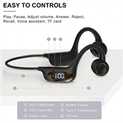 Cuffie wireless a conduzione ossea con design aperto AKZ-G6 - Nero