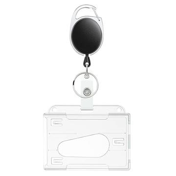 Porta carte d\'accesso/identità con moschettone e cordino retrattile