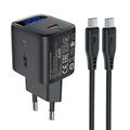 Caricabatterie Acefast A113 20W GaN con cavo USB-C - Nero